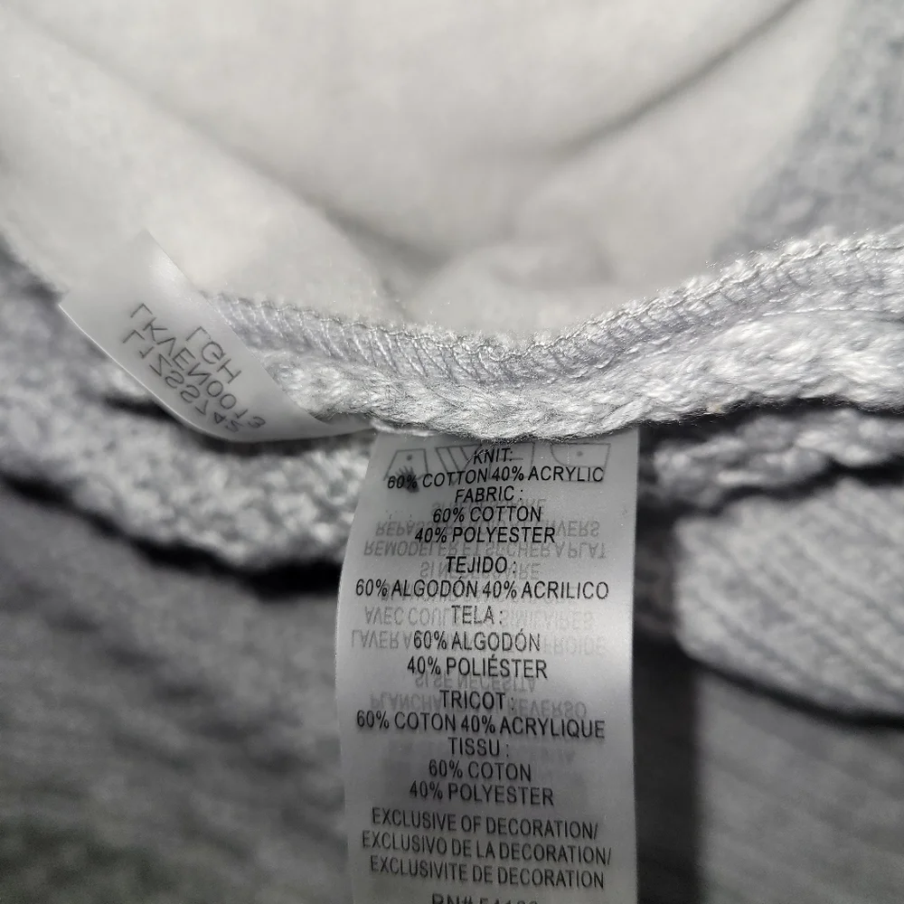 NWT Karl Lagerfeld Gray Hooded Sweater Jacket with Patches Size M - Picture 9 of 10